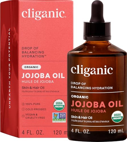 Cliganic Organic Jojoba Oil 4oz - 100% Pure Cold Pressed