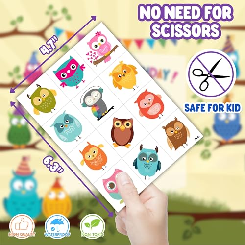 96-Piece Owl Temporary Tattoos for Kids – Party Favors