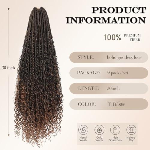 Boho Soft Locs Crochet Hair 30 Inch - 9 Packs Ombre Brown