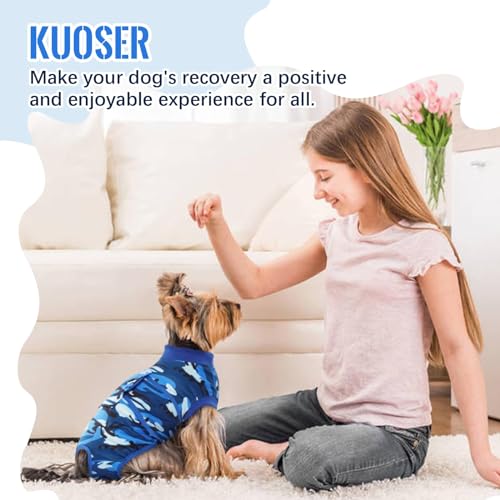 Kuoser Recovery Suit for Dogs Cats After Surgery, Professional Pet Recovery Shirt Dog Abdominal Wounds Bandages, Substitute E-Collar & Cone,Prevent Licking Dog Onesies Pet Surgery Recovery Suit