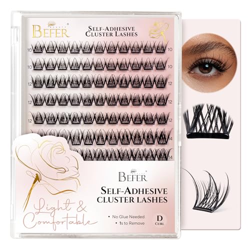 BEFER Self Adhesive Eyelash Clusters D Curl 10-16MM