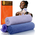 African Net Sponge 3 Pack Ocean Blue — Exfoliating Back Scrubbers, Quick-Dry