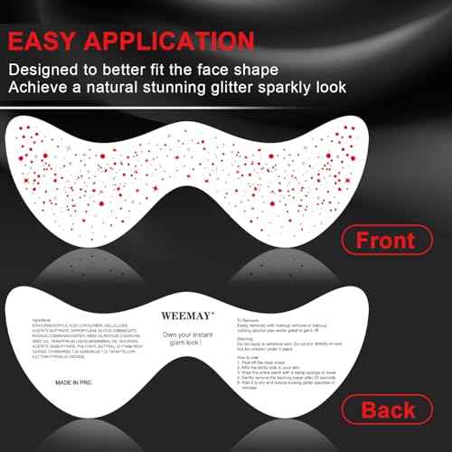 10 Pcs Red-Silver Dual-tone Glitter Freckles,Red and Silver Glitter Freckles Face Tattoo, Waterproof Face Sparkle Freckles, Long-lasting 48h Temporary Tattoos for Christmas