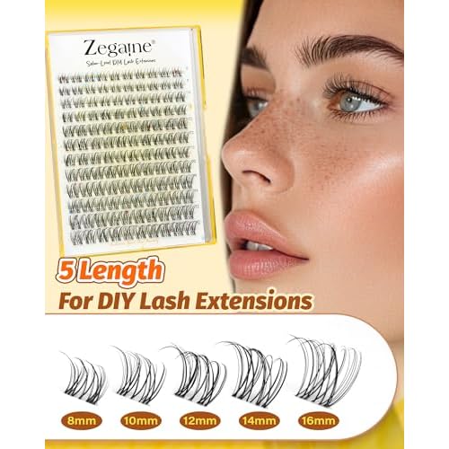 Natural Lash Clusters Clear Band Wispy Cluster Eyelash Extensions Fairy Eyelash Clusters For Daily Look Individual Lashes Natural Look 8-16MM 120Pcs by Zegaine
