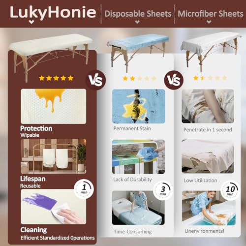 PU Leather Massage Table Cover with Strip, Reusable Lash Bed Cover for 23Inch Width Massage Bed in Wax Therapy Spa Facial Tattoo Beauty Salon, Waterproof Esthetician Bed Sheet Easy to Wipe Oil Stains