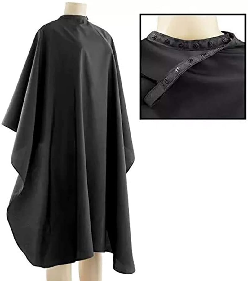 Black Waterproof Barber Cape with Metal Snap - 5 Pack