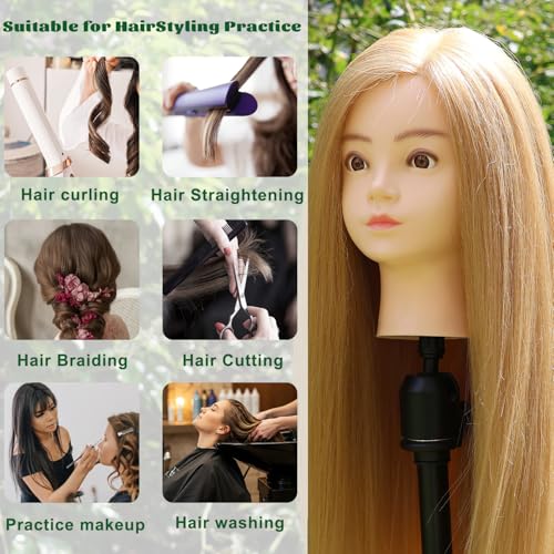 Mannequin Head 28in 180% Density Real Hair Braiding Practice