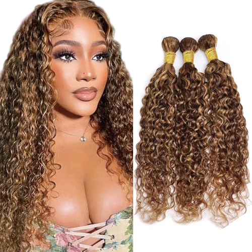 Honey Blonde P4/27 Water Wave Human Hair Bundles 14-18 Inch