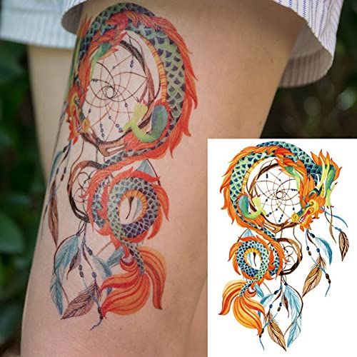6 Sheet Temporary Tattoo Set - Large Waterproof Dream Catcher Design