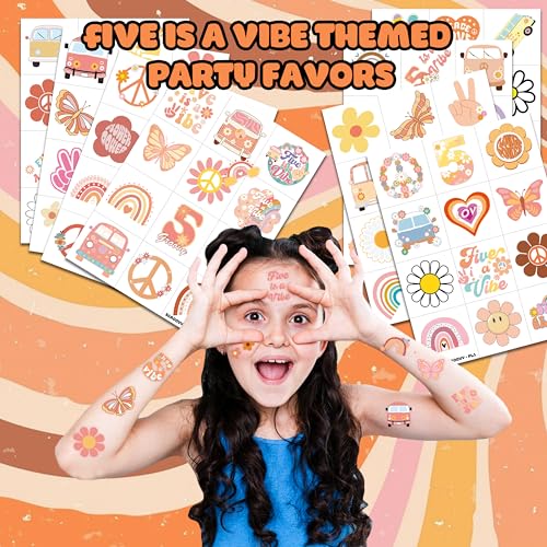 96 PCS Five Is A Vibe Temporary Tattoos - 5th Birthday Party Favors