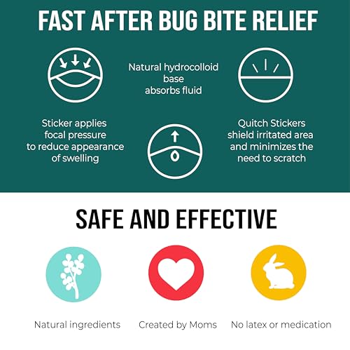 Quitch Bug Bite Itch Relief Patch - 27 Stickers Natural Mosquito After Bite for Kids