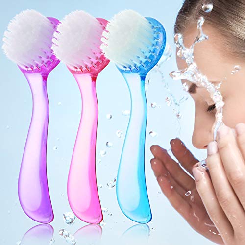 3-Pack Facial Cleansing Brush Set - Soft Bristle Face Scrubber