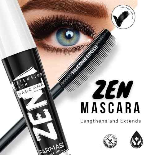FARMASi Makeup CC Cream 1.7 Fl Oz (Medium), Pure, Natural and Flawless Finish, Medium to Full Coverage, All-Day Hold, All Skin Types, Zen Mascara Extension Lash 0.27 Fl Oz