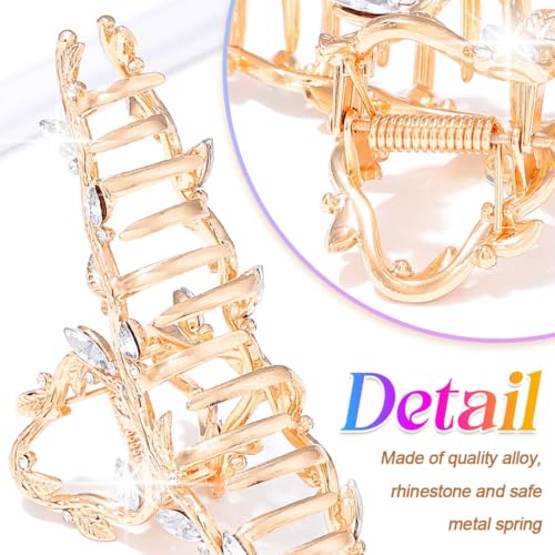 Gold Claw Hair Clips with Rhinestones - Pack of 2
