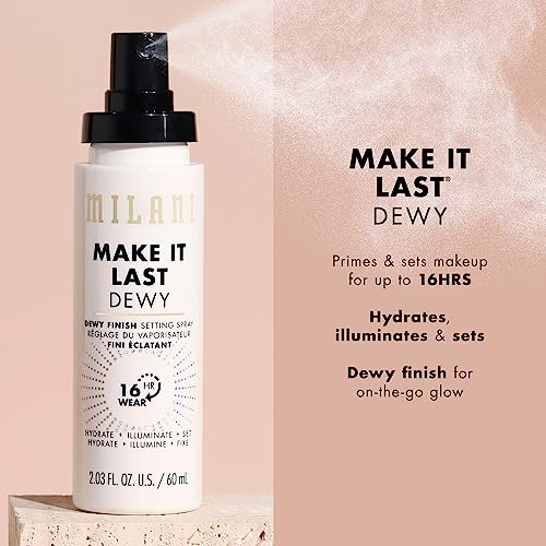 Milani Make It Dewy Setting Spray 3 in 1- Hydrate + Illuminate + Set (2.03 Fl. Oz.) Makeup Finishing Spray - Makeup Primer & Hydrating Setting Spray