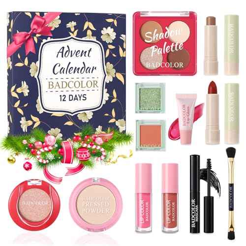 Advent Calendar 2025, 12 Days Christmas Countdown Calendar - Individually Boxed Makeup Gift Set, Xmas Beauty & Cosmetics Surprise Full Makeup Kit for Women Teen Girls