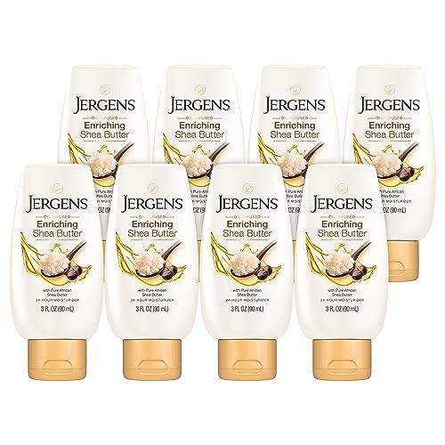 Jergens, Hand and Body Lotion, Shea Butter Deep Conditioning Moisturizer, 3X More Radiant Skin, with Pure Shea Butter, Dermatologist Tested, 3 Oz, Pack of 8