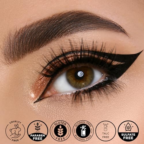 Mynena Waterproof Liquid Eyeliner Matte Jet Black Crescent Tip | Long-Lasting Smudge-Proof Smooth Precision | Curved Tip for Easy Winged Liner | Quick-Dry Vegan & Cruelty-Free