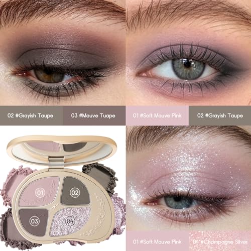Noerrors Soft Mauve Eyeshadow Quad Palette - Matte & Glitter