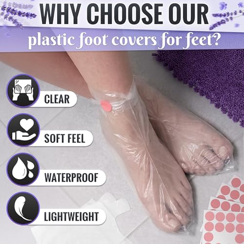 Disposable Plastic Foot Booties for Moisturizing & Wax - 200 Pack