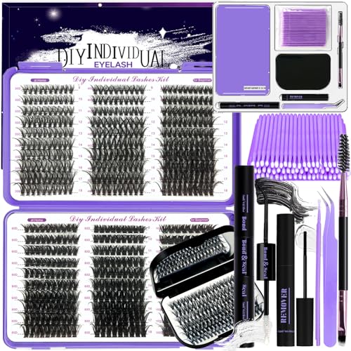 DNSGOOR DIY Lash Extension Kit 690Pcs D Curl Individual Lashes