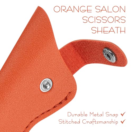 SHIDOW Orange PU Leather Scissor Sheath 2-Pack Snap