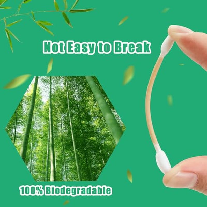 1000 Count Cotton Swabs with Bamboo Sticks, Double Pointed