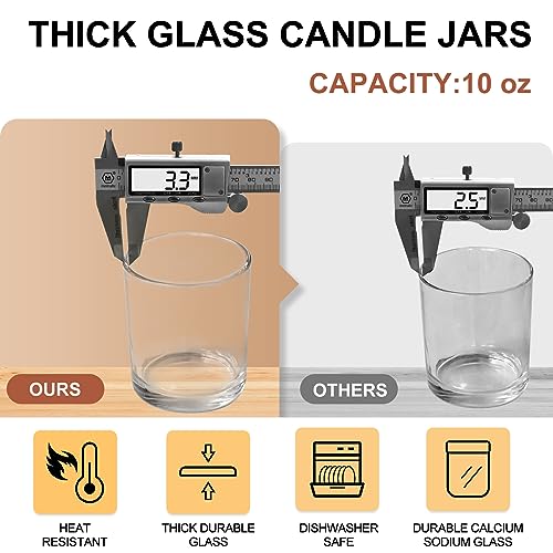 10 oz Clear Glass Candle Jars with Wood Lids, 15 Pc Set