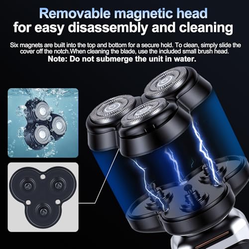 10-Pack Rotary Shavers for Men 3D Floating Head Electric Rotary Razor USB-C Rechargeable Close Shave Easy Clean Magnetic Head Ideal Gift for Dad Husband Travel Razor for Men Stocking Stuffers