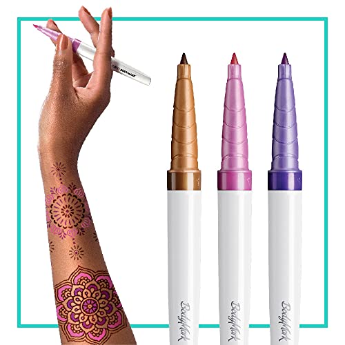 BIC BodyMark Temporary Tattoo Markers, Fine Tip, 3-Pack with Stencils