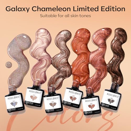 Modelones Fall Glitter Nude Gel Nail Polish Set 6 Colors A-1