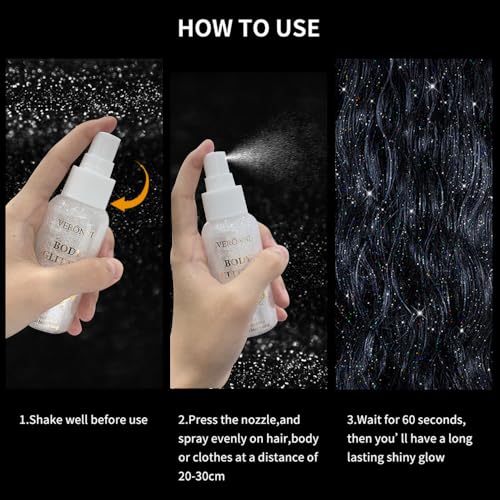 Silver White Body Glitter Spray - Long Lasting Shimmer