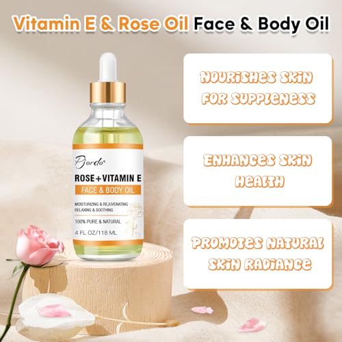 Face & Body Vitamin E Bio Oil, Gua Sha Facial Tools Set 4 oz, Massage Oil for Moisturizing and Hydrating, Spa Gifts for Him Her