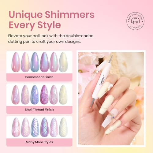 Beetles Pearl Gel Nail Polish Set – 3 Vivid Swirl Colors, Long-Lasting UV/LED Finish