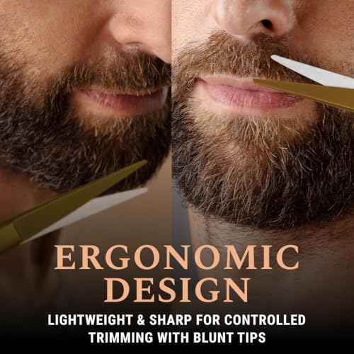 Ontaki Brass Grooming Kit - 5 in, Golden Brass - Beard Trimming Scissors, Mustache Comb & Beard Comb, Carrying Pouch