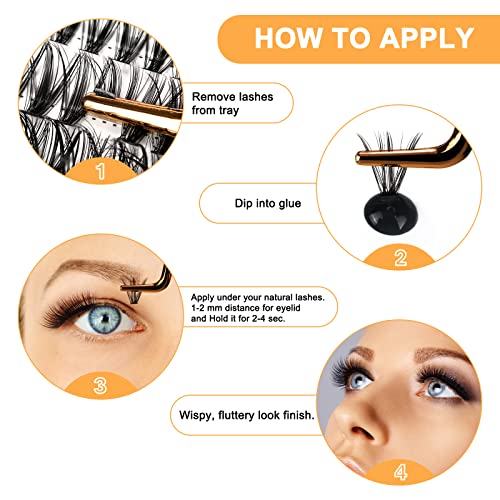 Lash Clusters 30D 50D-D-9-16MIX LASH Individual Lashes 280 False Eyelash 9-16MIX Extensions Cluster DIY at Home (30D 50D,D-9-16MIX)