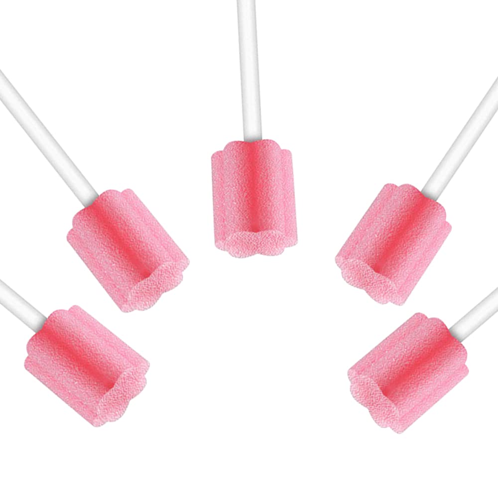 Wellgler's Oral Care Swabs - Disposable Mouth Cleaning Spong swabs (250count, Pink)