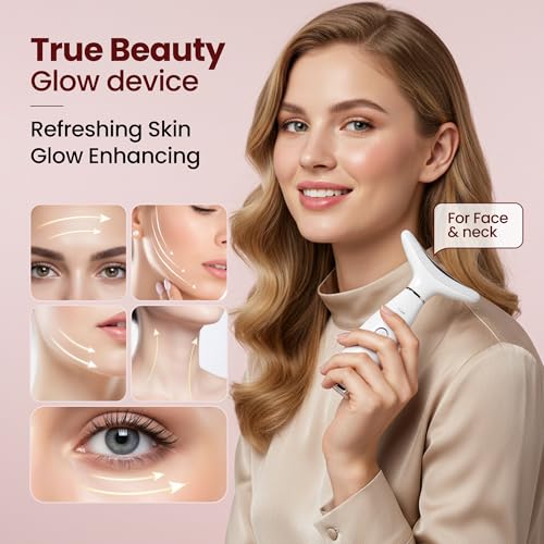 KLY Beauty 7-in-1 Beauty Facial Massager for Face and Neck ? Thermal & Vibrating Facial Tool for Wrinkle Reduction, Skin Firming, Skin Lifting and Skin toning| With Retinol Collagen Creme