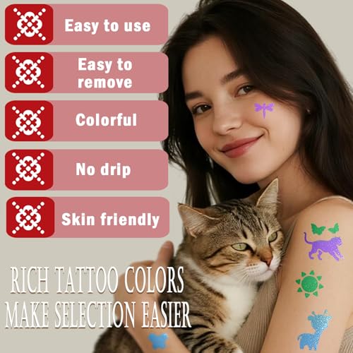 Temporary Tattoo Markers for Kids – 8 Metallic Pens & 135+ Stencils