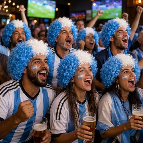 Argentina Flag Afro Wig for Soccer Fans