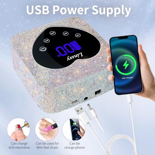 UV Nail Lamp, 72W Cordless Nail Lamp Nail Dryer with 5 Timer Settings, Large Heart Shape Smart LCD Screen with Touch Control UV Light for Nails, Professional LED Nail Lamp (Diamond)
