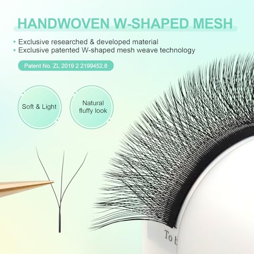 NAGARAKU 3D W Shape Eyelash Extension 5 Trays in 1 pack Volume 0.07mm D curl 9/10/11/12/13mm Premade Fans Faux Mink Matte Black Cluster Easy Fanning False Lashes