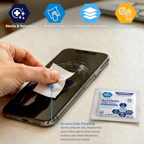 MED PRIDE Sterile Alcohol Prep Pads, 2-Ply, 500 Count - Medical Grade