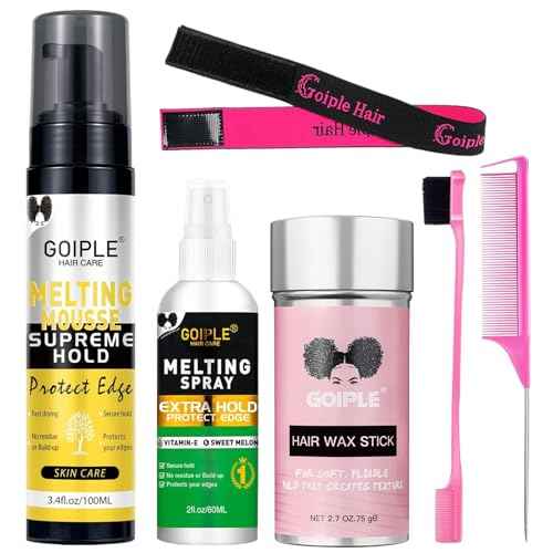 Lace Melting and Holding Mousse Glue-Less Hair Adhesive for Wigs, Wig Glue Lace Melting Spray Lace Melt Mousse for Closure Wigs Extensions, Wig Melting Mousse Supreme Hold for Wig Hair Wig Install Kit