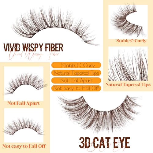 Dark Brown Wispy Lashes 16mm Cat Eye Faux Mink