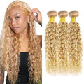 Honey Blonde Curly Hair Bundles - 8A Brazilian Virgin Hair, 24-28 Inch