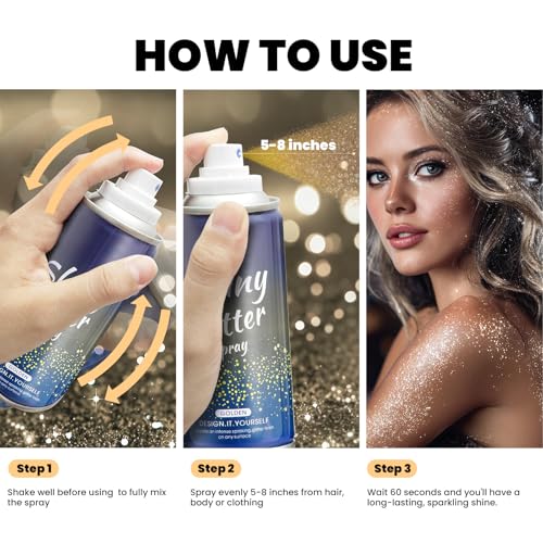 Body Glitter Spray - Holographic Gold Shimmer for Hair & Skin