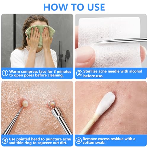 5PCS Blackhead Remover Kit Stainless Steel Comedone Extractors for Acne