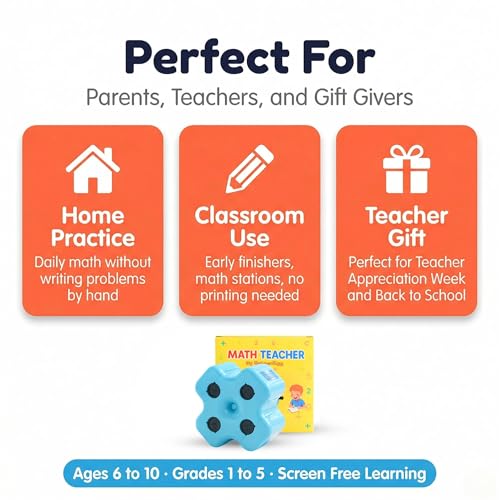 GoldenEgg 4-in-1 Math Roller Stamp for Kids - Addition, Subtraction, Multiplication