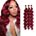 99J Burgundy Body Wave Human Hair Bundles - 18, 20, 22 Inch